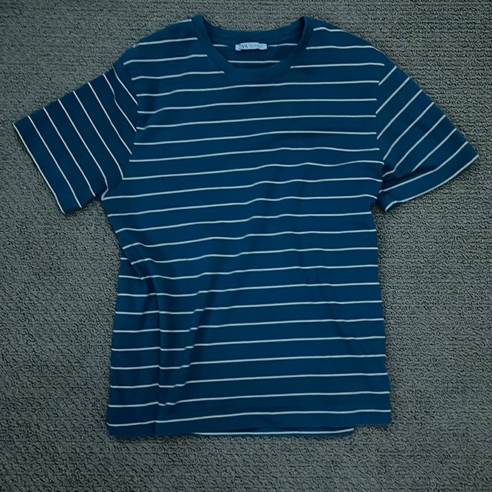 Blue Medium Zara T shirt w/ yellow stripes (Great Condition)